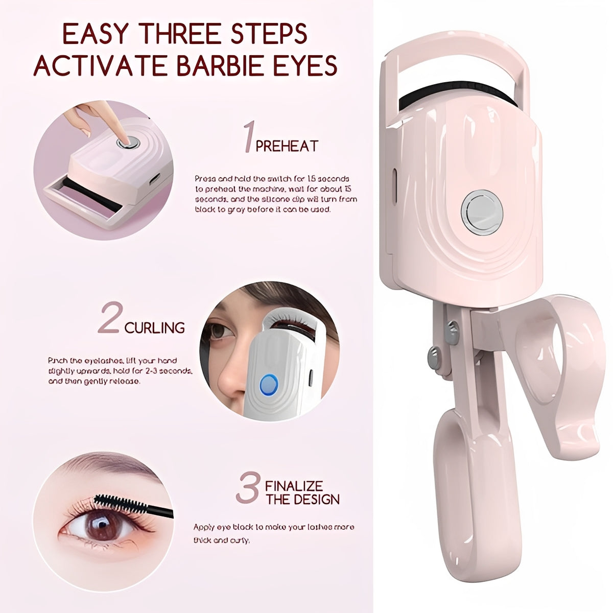 Rechargeable Heated Electric Lash Curler for Eye Makeup