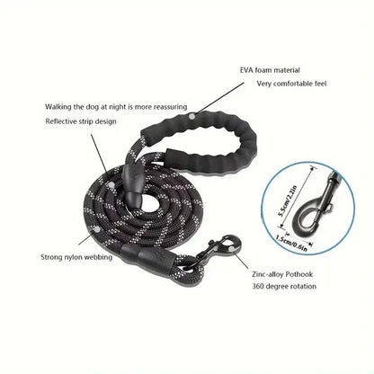 Padded Handle Dog Leash with Reflective Safety Strip