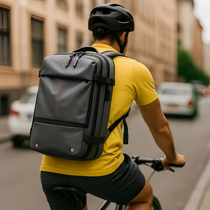 Backpack with Internal Compression System and Structured Design