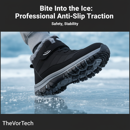 Women's Ankle High Snow Boots with Grip Tread and Plush Lining, Slip-On Design