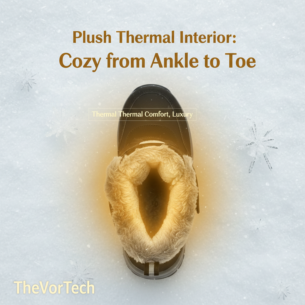 Women's Ankle High Snow Boots with Grip Tread and Plush Lining, Slip-On Design