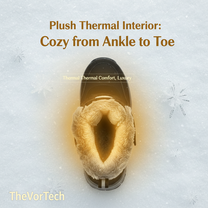 Women's Ankle High Snow Boots with Grip Tread and Plush Lining, Slip-On Design