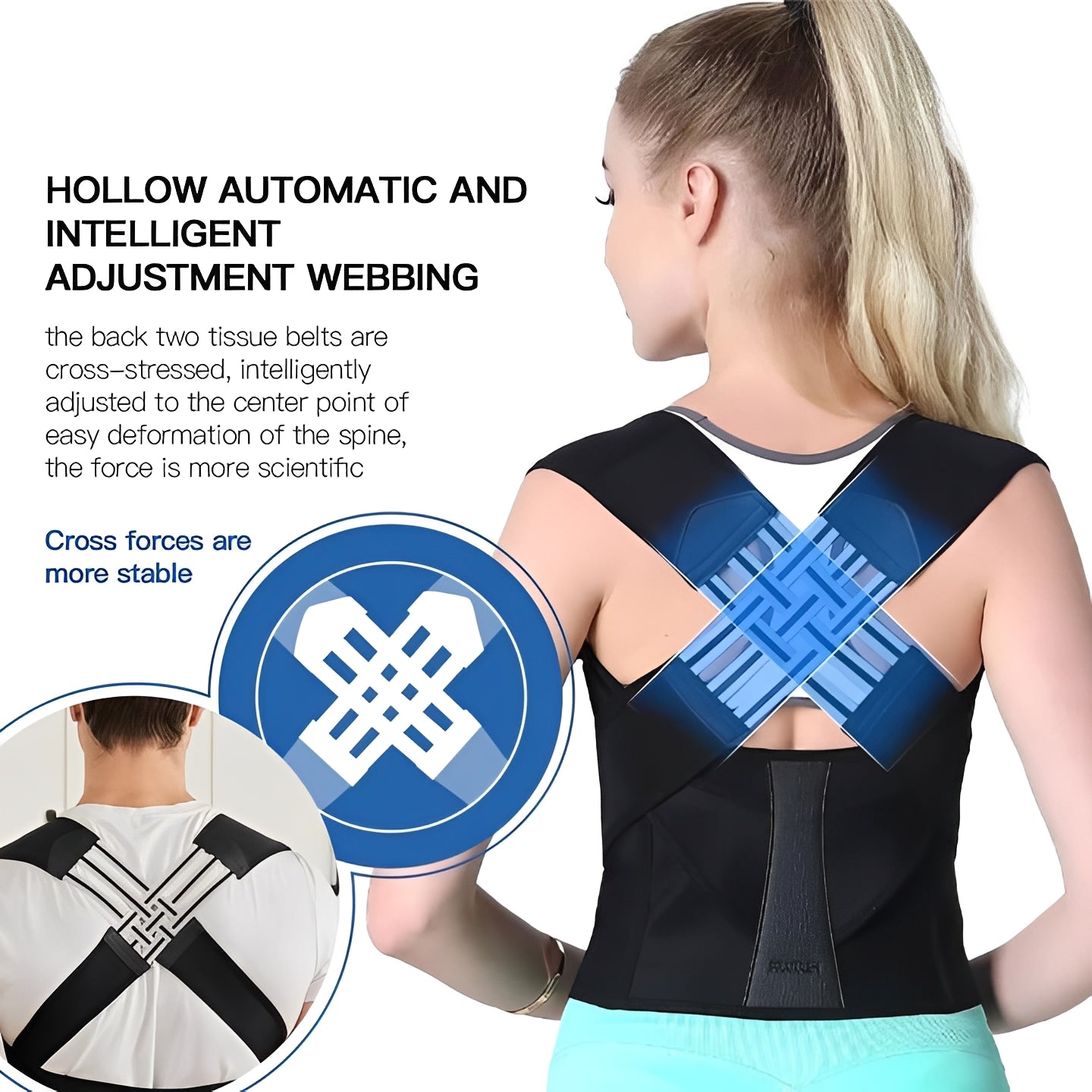 Lightweight Posture Support with Adjustable Shoulder Straps