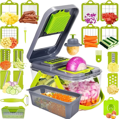 18 in 1 Vegetable Slicer with Safety Grip and Storage Container