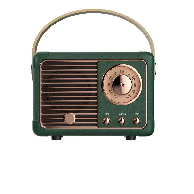 Retro Design Portable Bluetooth Speaker with Built In Bass Driver
