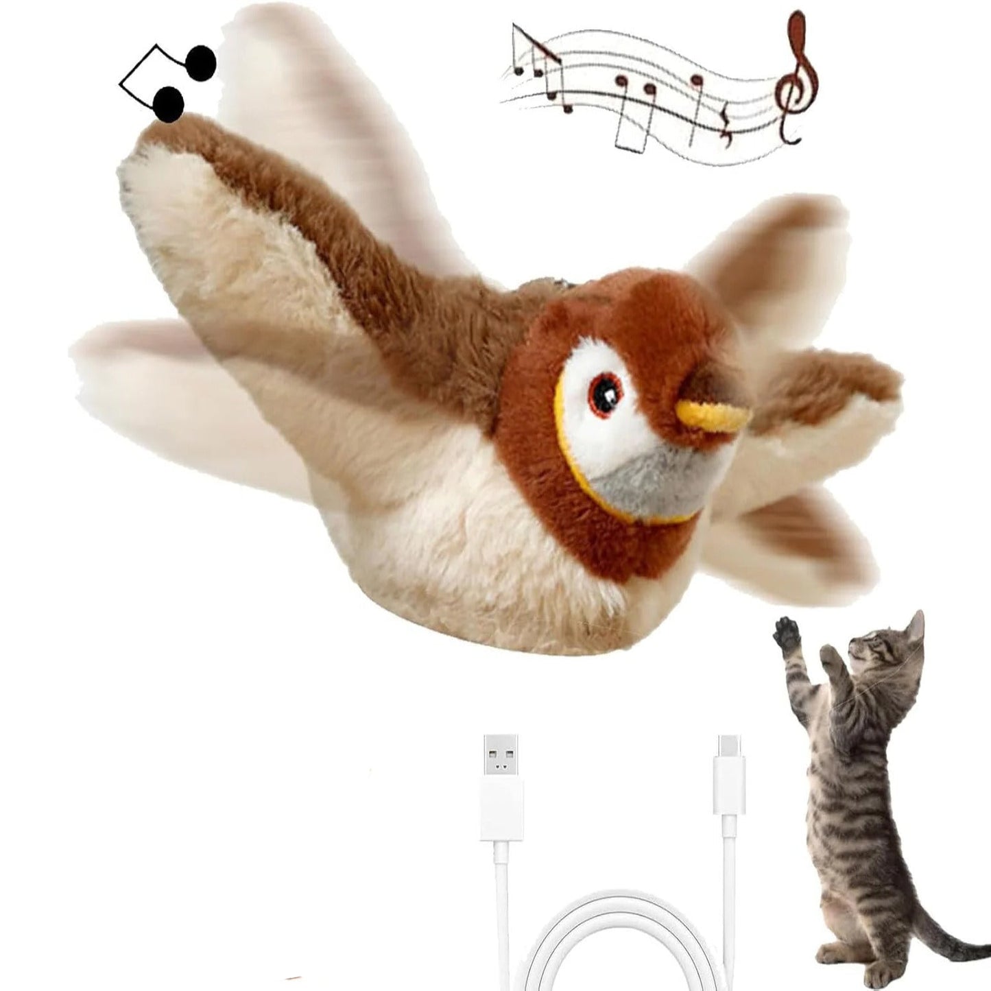 Flapping Bird Cat Toy with Motion Sensor and Hanging String
