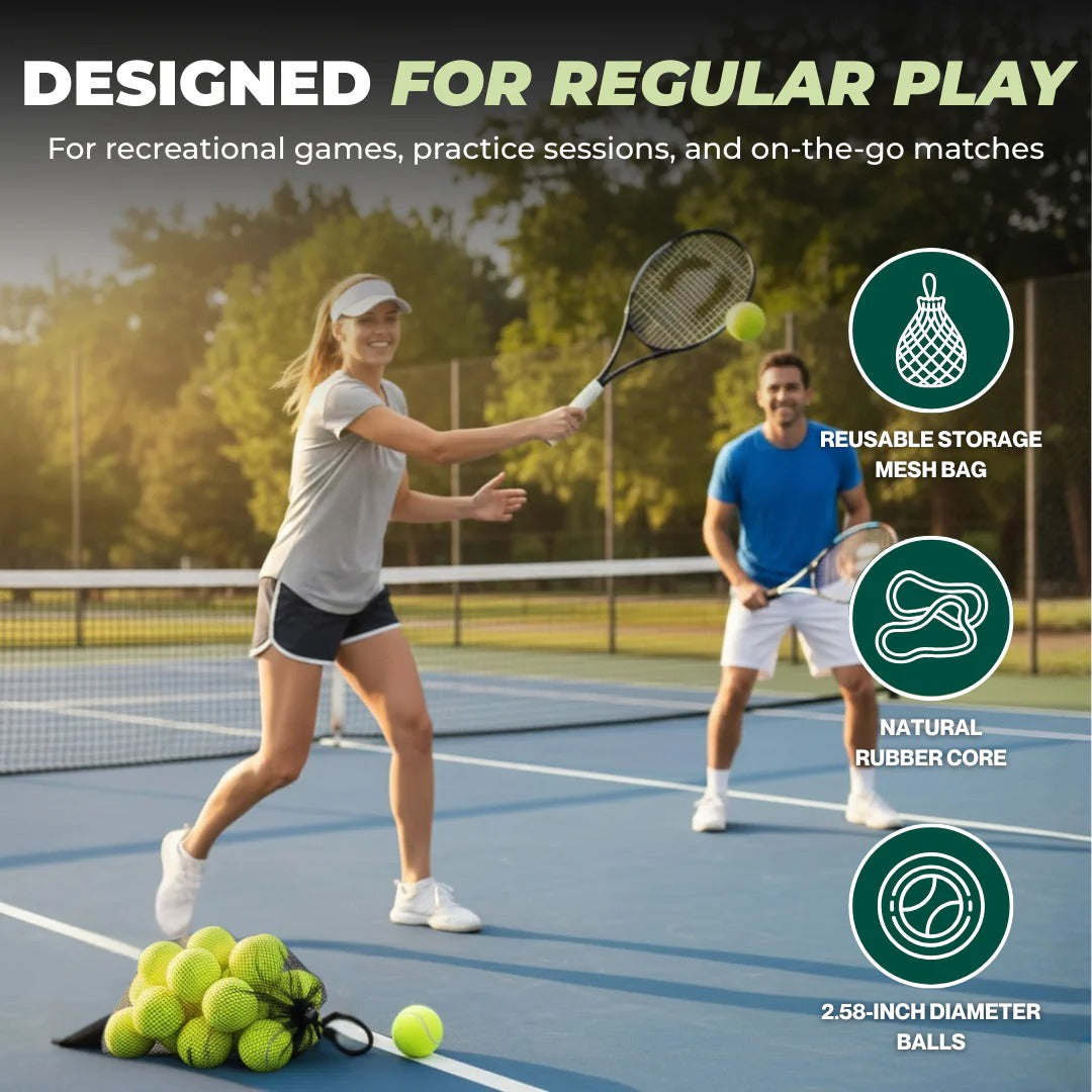 Practice Tennis Ball with Mesh Carrying Bag and Standard Size, Set of 20