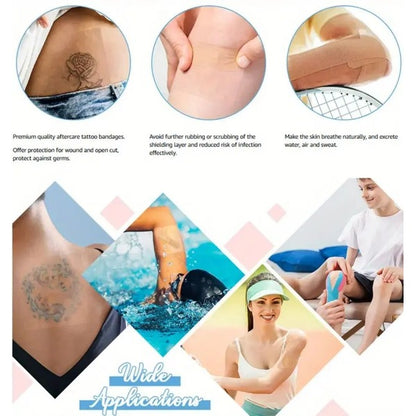 Transparent Waterproof PU Adhesive Bandages for Tattoo and Shower Protection Support