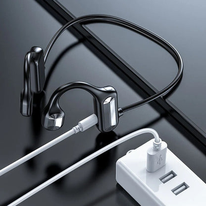 Rechargeable Wireless Conduction Headphones with Touch Controls Built In Mic for Calls