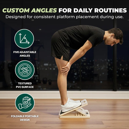 Five Level Adjustable Wooden Slant Board for Stretching and Incline Exercise