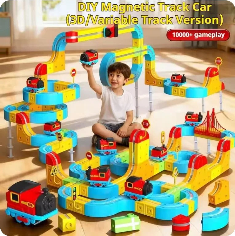 Kids Magnetic Track Building Set with Electric Train for STEM Learning
