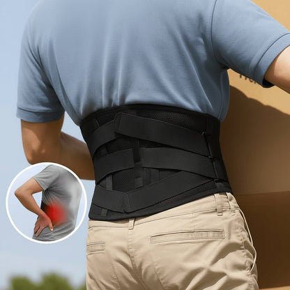 Adjustable Lumbar Support Back Brace with Aluminum Stays