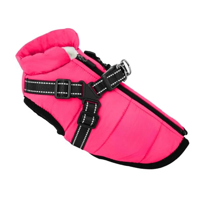Waterproof Winter Dog Coat with Integrated Harness for Outdoor Use