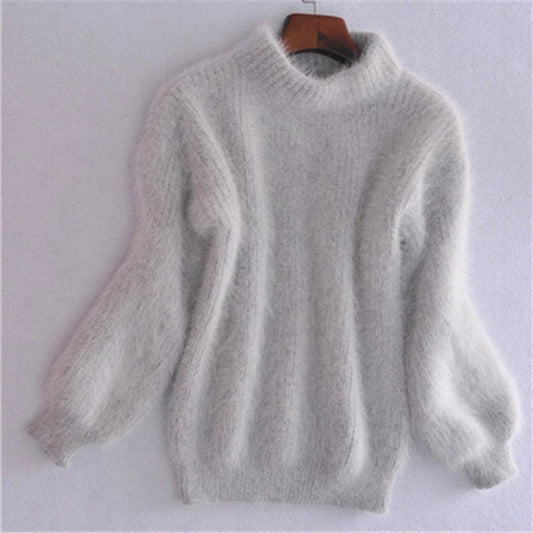 Womens Loose Knit Sweater with Vintage Inspired Design and Soft Fabric, Solid Colors