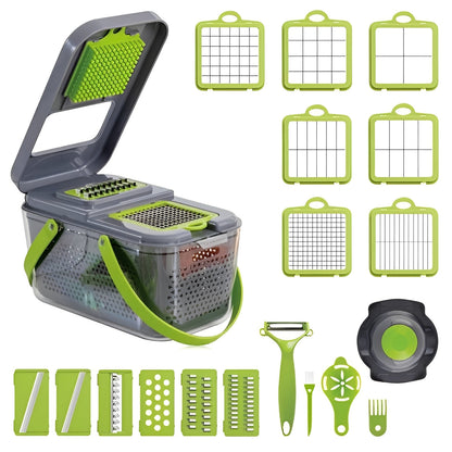 18 in 1 Vegetable Slicer with Safety Grip and Storage Container
