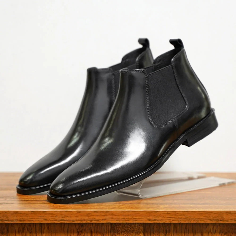 Mens Almond Toe Chelsea Boots with Elastic Sides