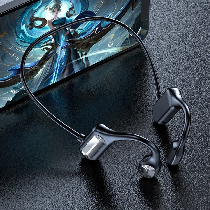 Rechargeable Wireless Conduction Headphones with Touch Controls Built In Mic for Calls
