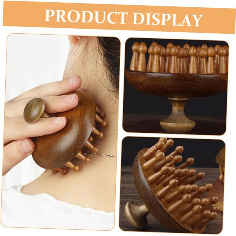 Sandalwood Hair Comb with Scalp Massage and Gua Sha Function