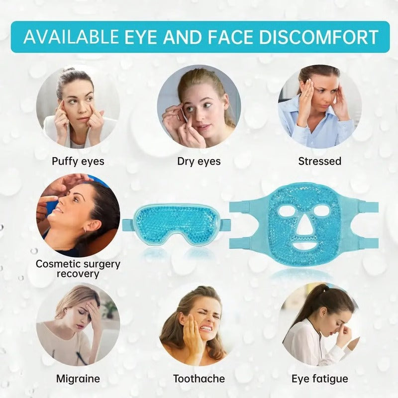 Flexible Gel Pack Face and Eye Wrap with Dual Temperature Therapy for Swelling and Skin Recovery