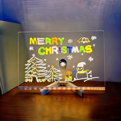 LED Acrylic Message Board with USB Power, Erasable Drawing Surface
