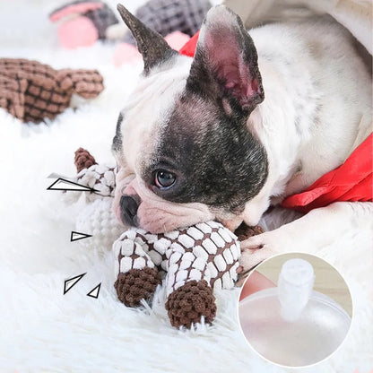 Dog Chew Toy with Layered Plush Fabric and Internal Squeaker, Machine Washable
