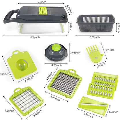 18 in 1 Vegetable Slicer with Safety Grip and Storage Container