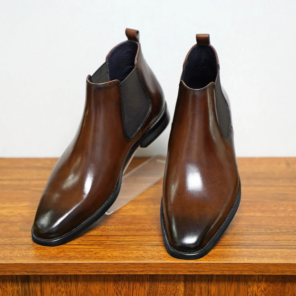 Mens Almond Toe Chelsea Boots with Elastic Sides