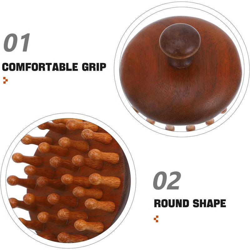 Sandalwood Hair Comb with Scalp Massage and Gua Sha Function