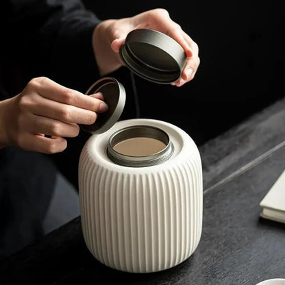 Ceramic Memorial Urn for Pet Ashes with Secure Lid