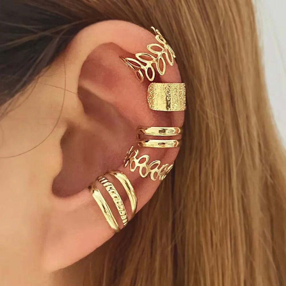 Leaf Ear Cuff Clip On Earrings Set for Women