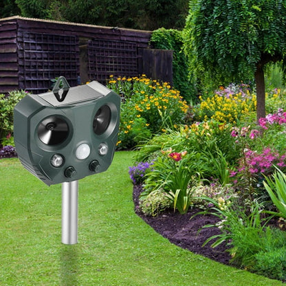 Outdoor Ultrasonic Pest and Bird Repeller with Motion Activated Deterrent for Garden  and Outdoor Use