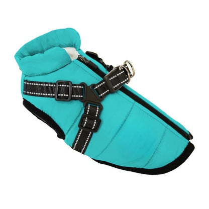 Waterproof Winter Dog Coat with Integrated Harness for Outdoor Use
