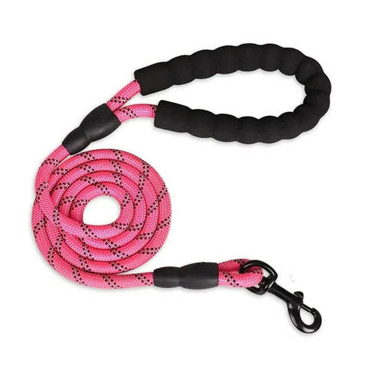 Padded Handle Dog Leash with Reflective Safety Strip