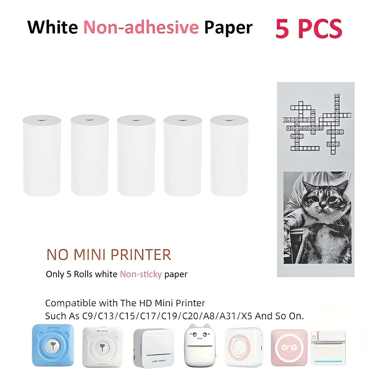 Inkless Thermal Sticker Printer with Bluetooth, Portable Photo Printer