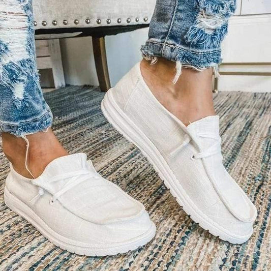 Stretch Canvas Loafers with Wide Fit and Cushioned Insole for Women