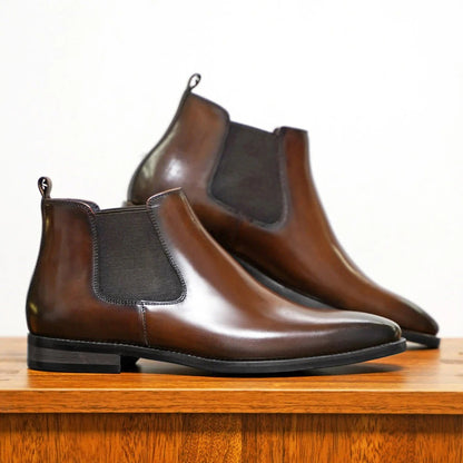 Mens Almond Toe Chelsea Boots with Elastic Sides