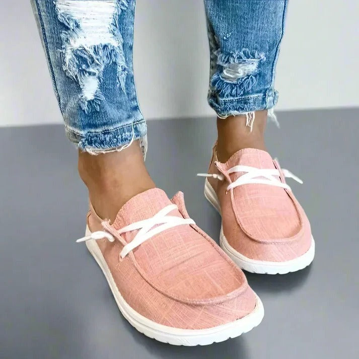 Stretch Canvas Loafers with Wide Fit and Cushioned Insole for Women