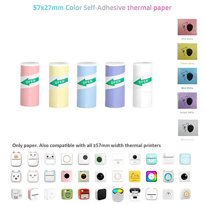 Inkless Thermal Sticker Printer with Bluetooth, Portable Photo Printer