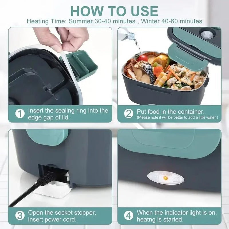 Portable Electric Lunch Box with Heating Function for Car and Home Use
