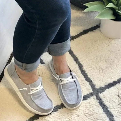 Stretch Canvas Loafers with Wide Fit and Cushioned Insole for Women