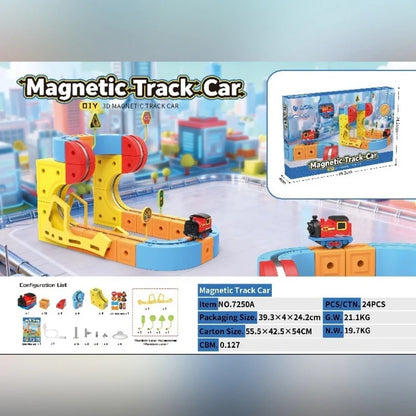 Kids Magnetic Track Building Set with Electric Train for STEM Learning