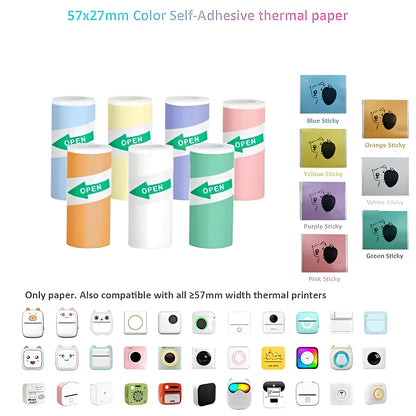 Inkless Thermal Sticker Printer with Bluetooth, Portable Photo Printer