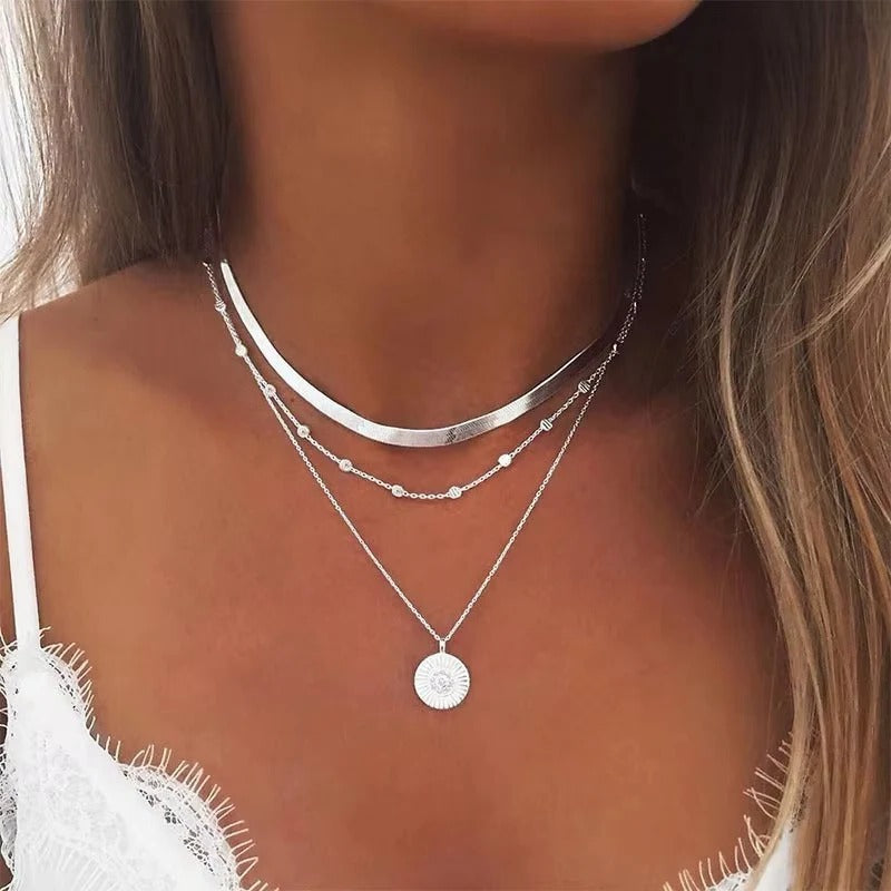 Double Pendant Necklace with Lobster Clasp and Extender Chain