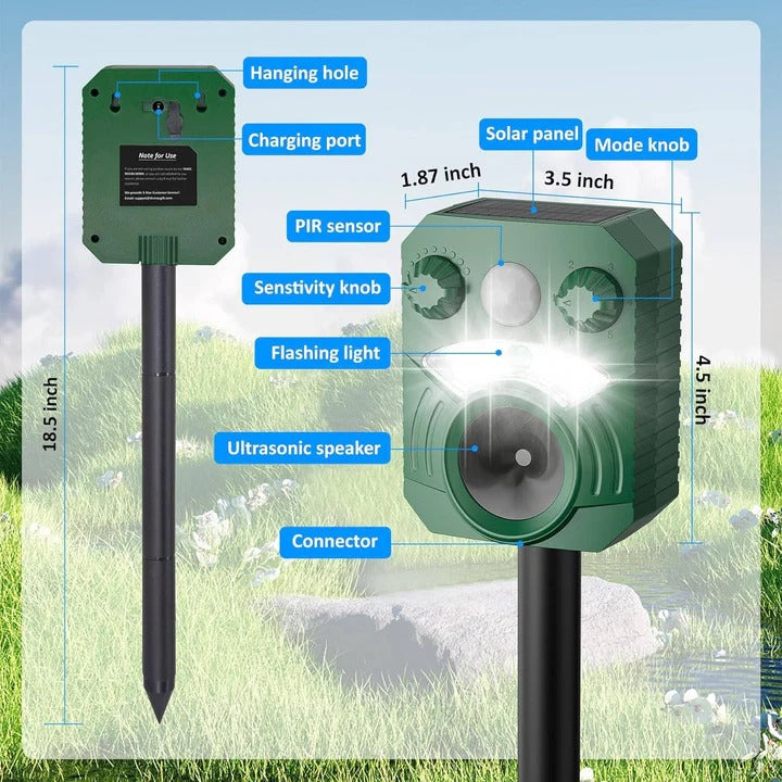 Outdoor Ultrasonic Animal Repeller with 5 Frequency Modes