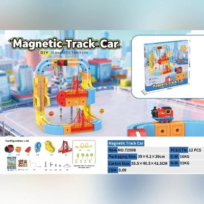 Kids Magnetic Track Building Set with Electric Train for STEM Learning