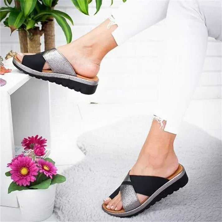Open Toe Platform Sandals with Wide Fit for Extended Wear