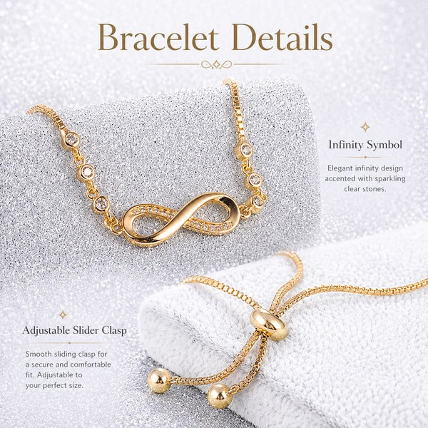 Infinity Symbol Bracelet with Adjustable Chain and Lobster Clasp