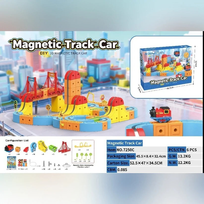 Kids Magnetic Track Building Set with Electric Train for STEM Learning