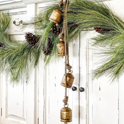 Artificial Pine Garland with Brown Pinecones and Cascading Needles 6 Feet