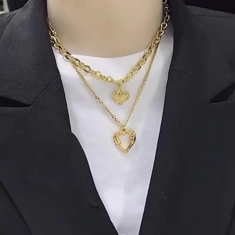 Double Pendant Necklace with Lobster Clasp and Extender Chain